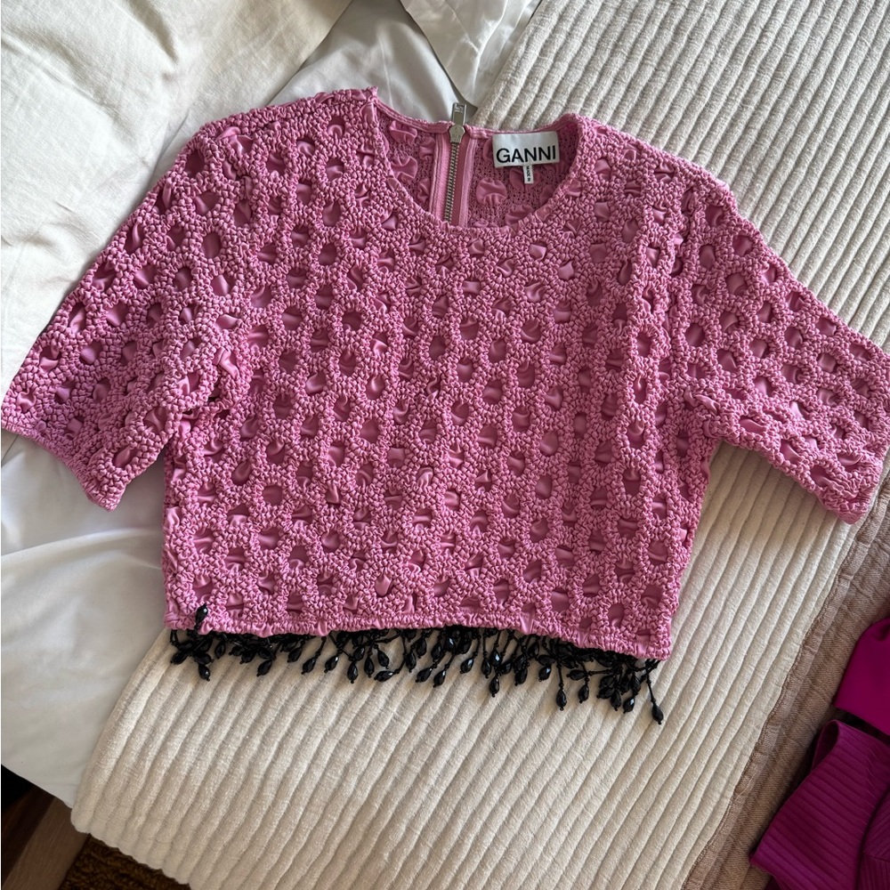 Ganni Pink Textured Top - Picture 5 of 6